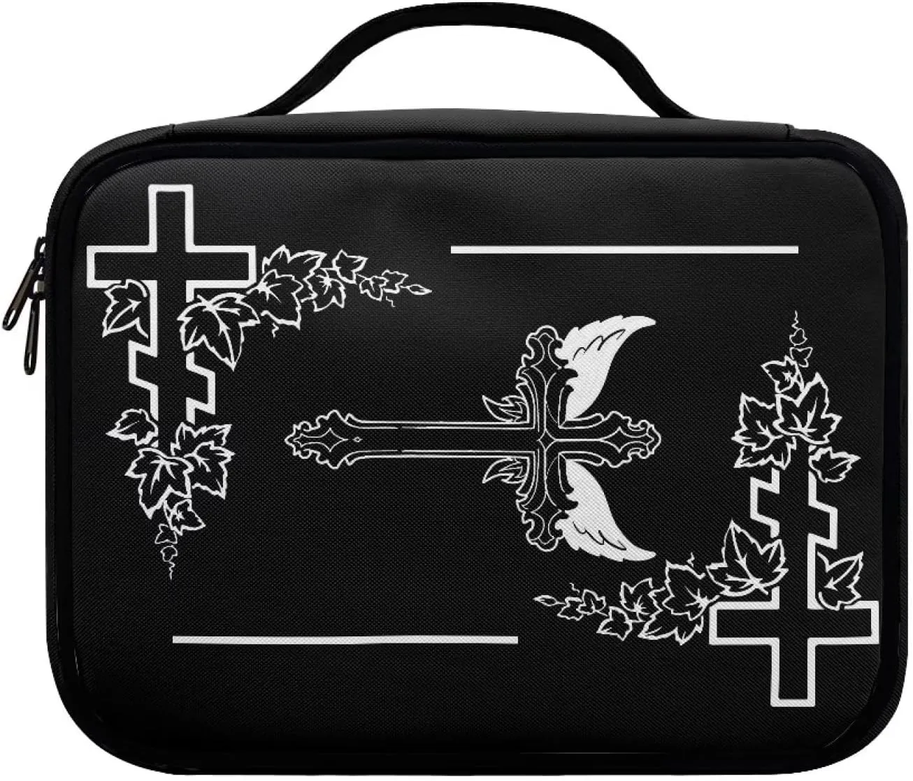 Bible Cover for Women & Men Jesus Cross Maple Leaf Design Zippered Bible Book Carrying Case Bible Bag and Totes Bible Study Supplies,God is Within Her She Will Not Fall Design