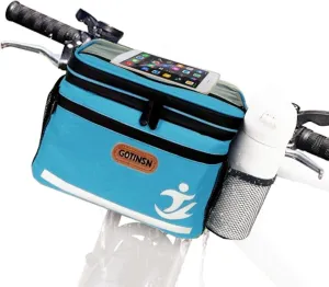 Bike Basket front Bag, Bicycle Insulated Handlebar Bag with Touch Screen Phone Holder Frame Tube Bag 5L Storage Bag Keep Cooling with Mesh Pockets for Riding Picnic Camping