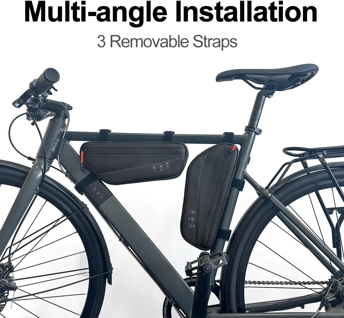 Bike Frame Bag, Water-resistant Bicycle Triangle Bag, Reflective Under Tube Storage Pouch with Side Pocket for Road Mountain Cycling Accessories, 1.8L
