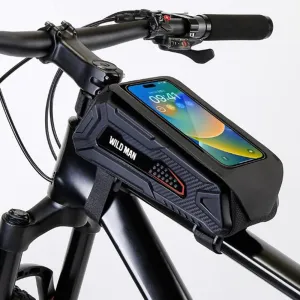 Bike Frame Bag, Waterproof Bike Phone Mount Holder Bicycle Front Top Tube Pouch Pannier Cycling Frame Storage Bag Cycle Crossbar Bags for iPhone 16 15 14 13 12 Pro Max Samsung Smartphones up to 6.9''