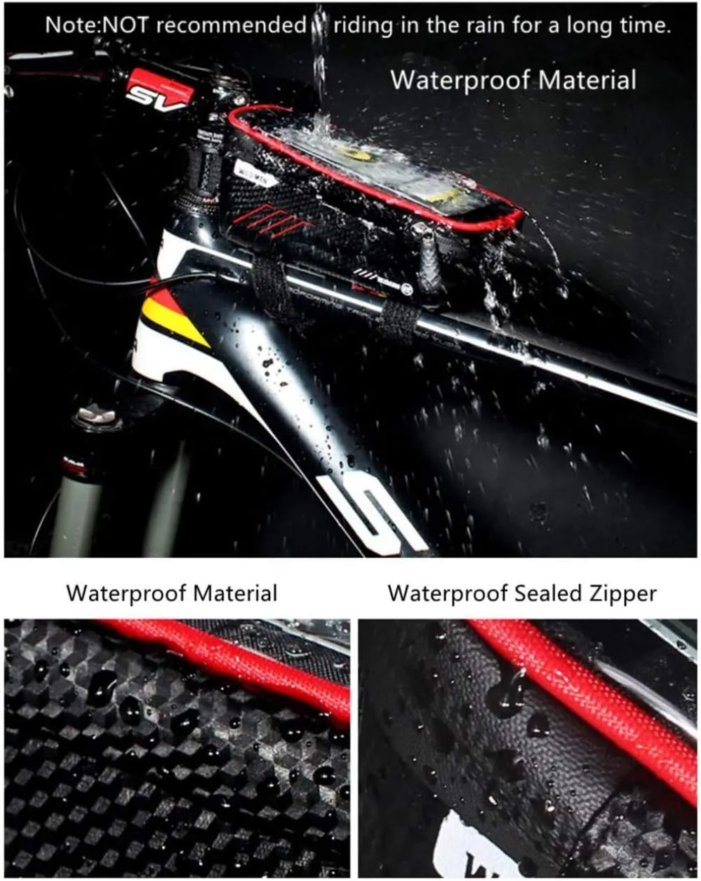 Bike Frame Phone Holder Bag, Waterproof Shockproof Hard Shell Bicycle Bag,Bike Front Beam Frame Phone Holder for Smart Phone 6.5 Inch