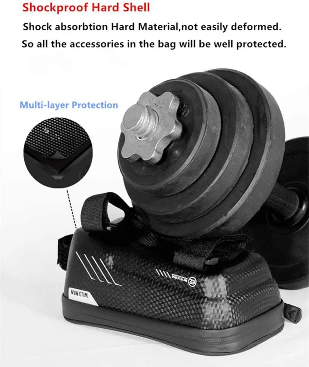 Bike Frame Phone Holder Bag, Waterproof Shockproof Hard Shell Bicycle Bag,Bike Front Beam Frame Phone Holder for Smart Phone 6.5 Inch