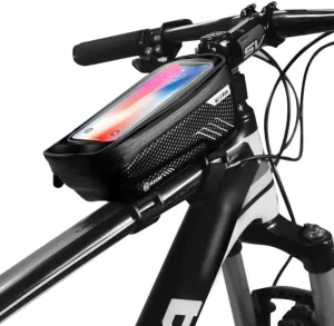 Bike Frame Phone Holder Bag, Waterproof Shockproof Hard Shell Bicycle Bag,Bike Front Beam Frame Phone Holder for Smart Phone 6.5 Inch