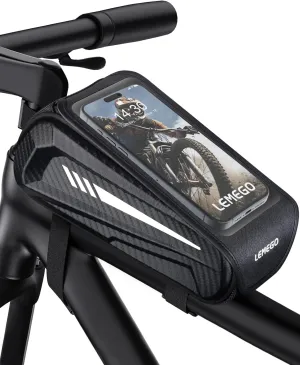 Bike Front Frame Bag EVA Waterproof Bike Phone Holder Bicycle Phone Mount Top Tube Bag Bike Accessories Cycling Pouch with Rain Cover Compatible Phones Under 6.7”