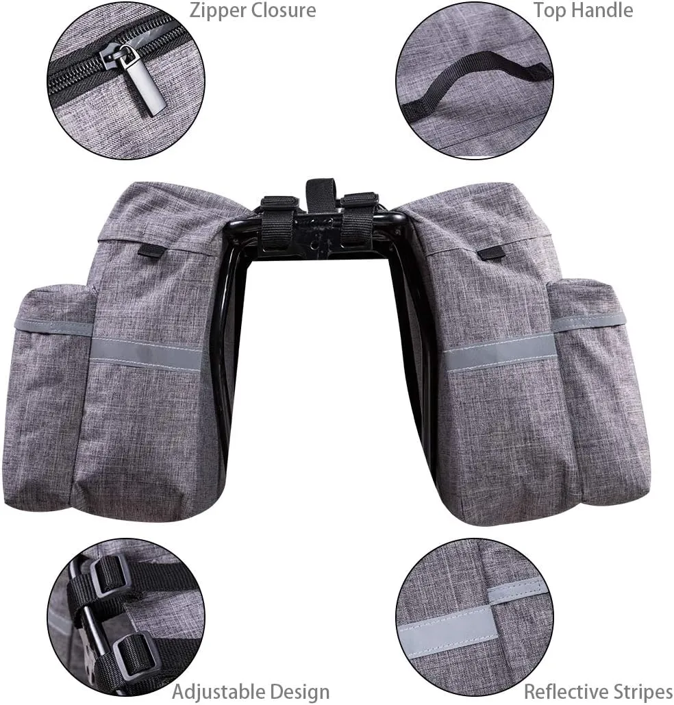 Bike Pannier Bag - 30L Bicycle Bag with Reflective Trim, Water-Resistant Bike Rear Seat Saddle Bags