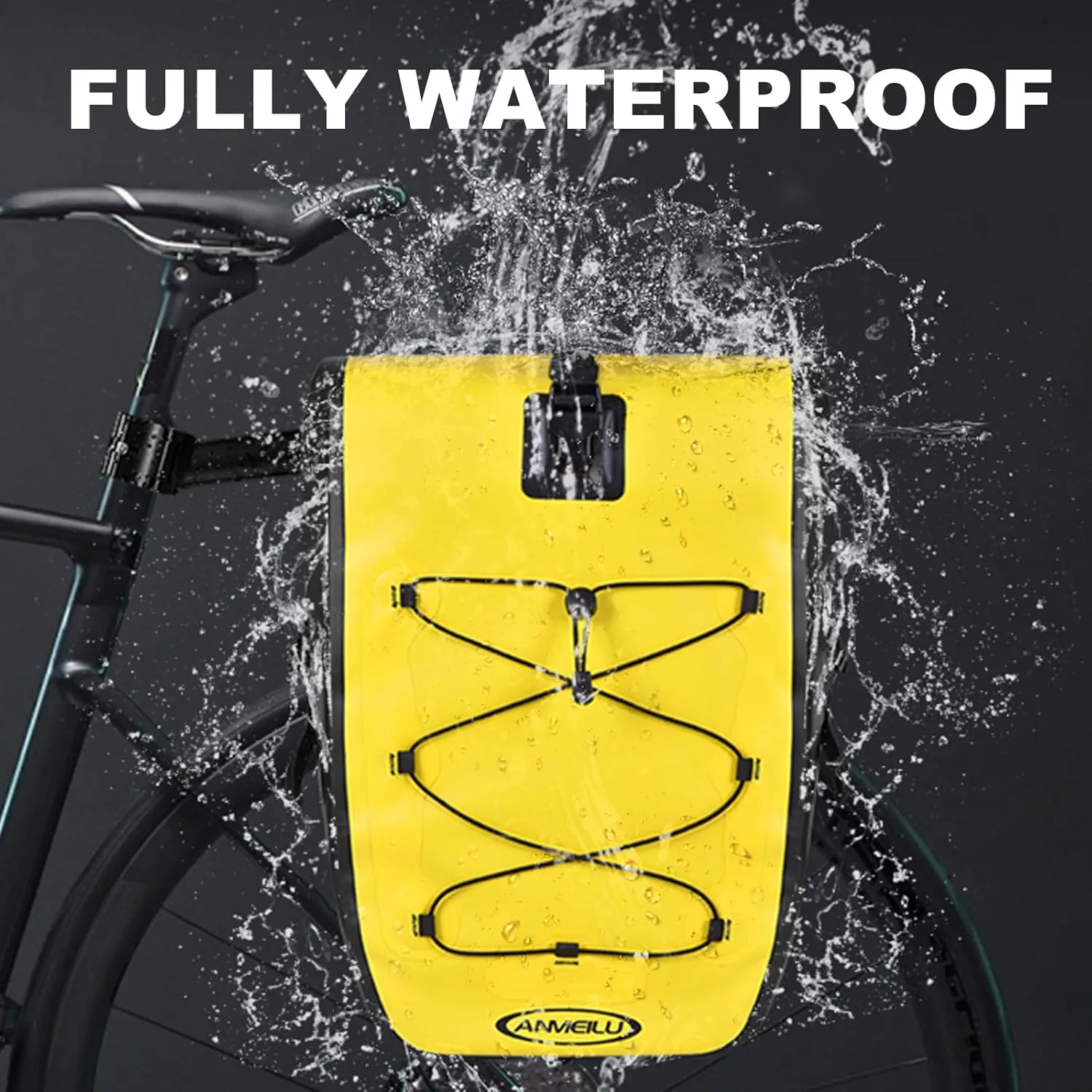 Bike Pannier Bag Bicycle Bag For Rear Rack with Adjustable Hooks Waterproof Multifunctional Bike Rack Bag 22L Capacity Storage Bag For Eletric Bike 1 Pack (Yellow Bike Pannier Bag)