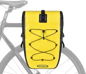 Bike Pannier Bag Bicycle Bag For Rear Rack with Adjustable Hooks Waterproof Multifunctional Bike Rack Bag 22L Capacity Storage Bag For Eletric Bike 1 Pack (Yellow Bike Pannier Bag)