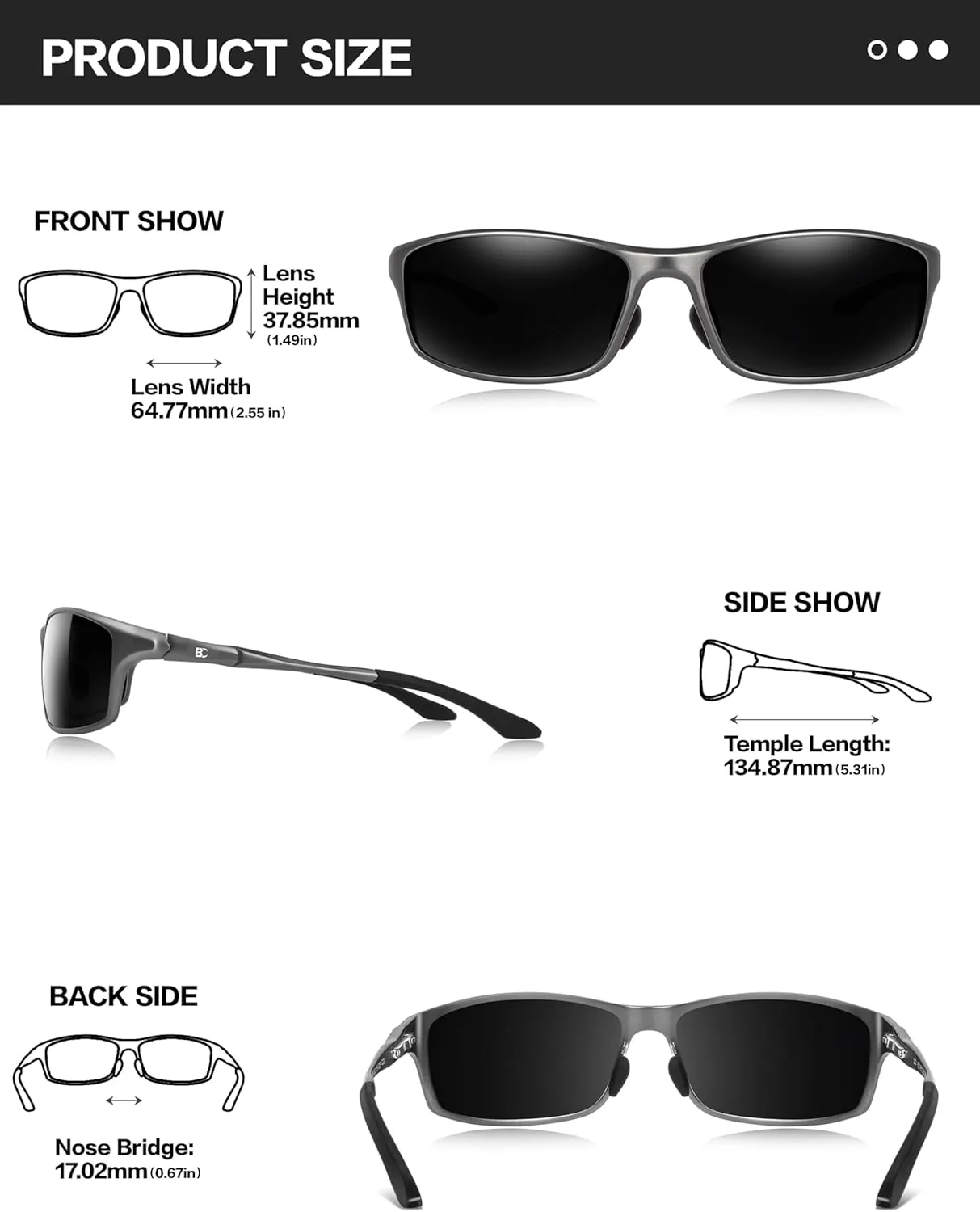 BIRCEN Polarized Mens Sunglasses: UV Protection Sports Shades for Men Women Sport Driving with Al-Mg Frame
