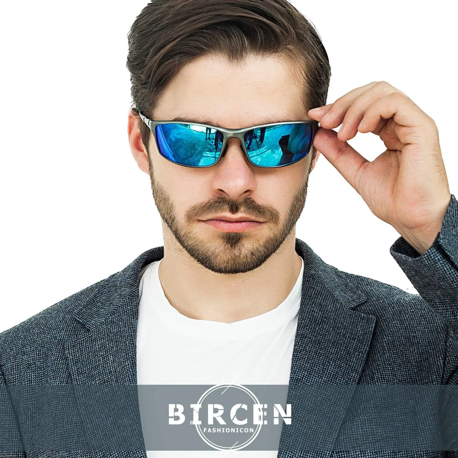 BIRCEN Polarized Mens Sunglasses: UV Protection Sports Shades for Men Women Sport Driving with Al-Mg Frame