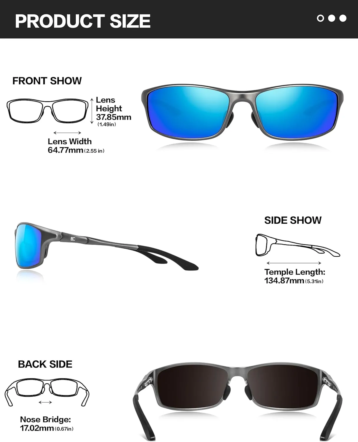 BIRCEN Polarized Mens Sunglasses: UV Protection Sports Shades for Men Women Sport Driving with Al-Mg Frame