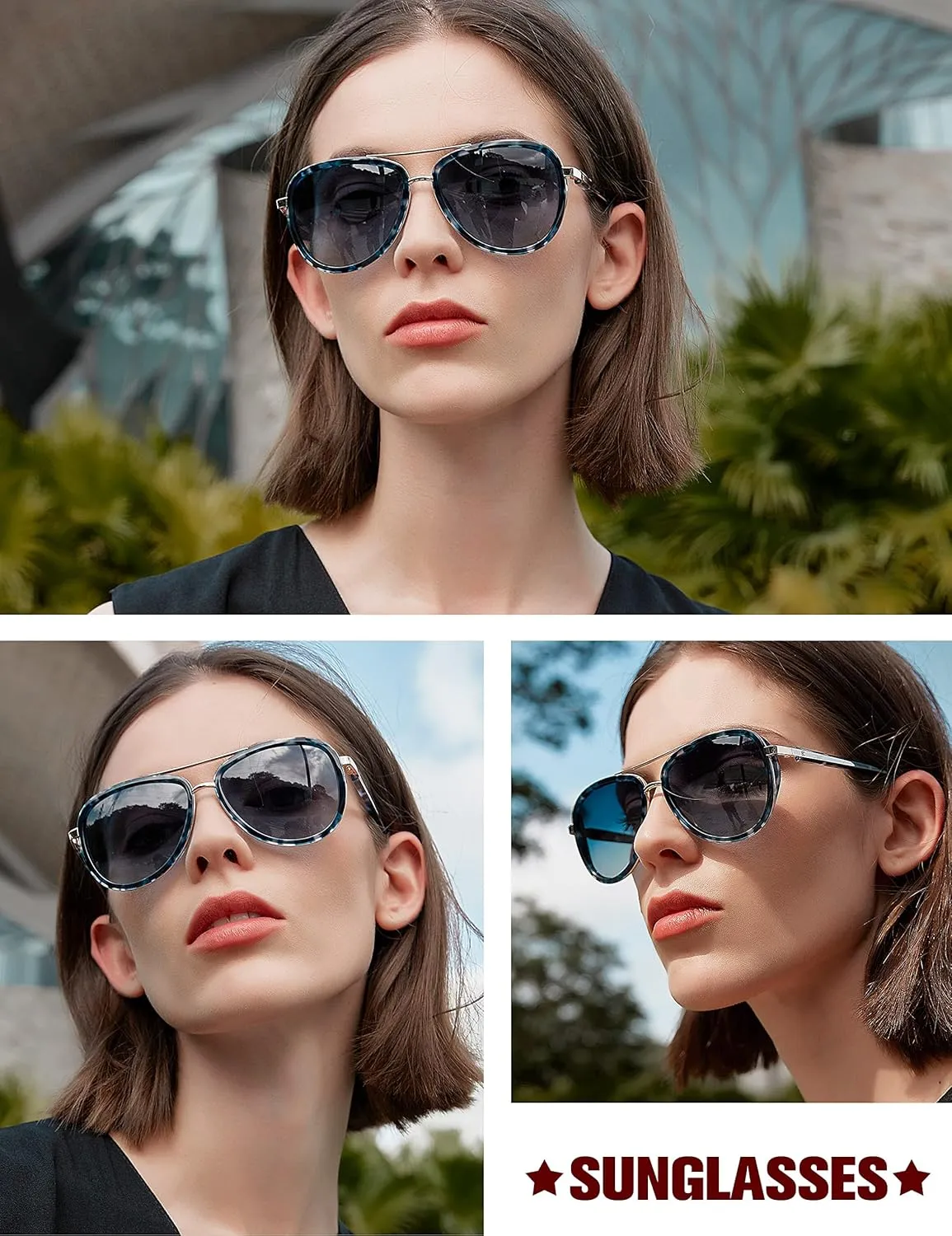 BIRCEN Polarized Sunglasses for Women UV - Protection Womens Retro Mirrored Shades with Acetate Frame BC2001