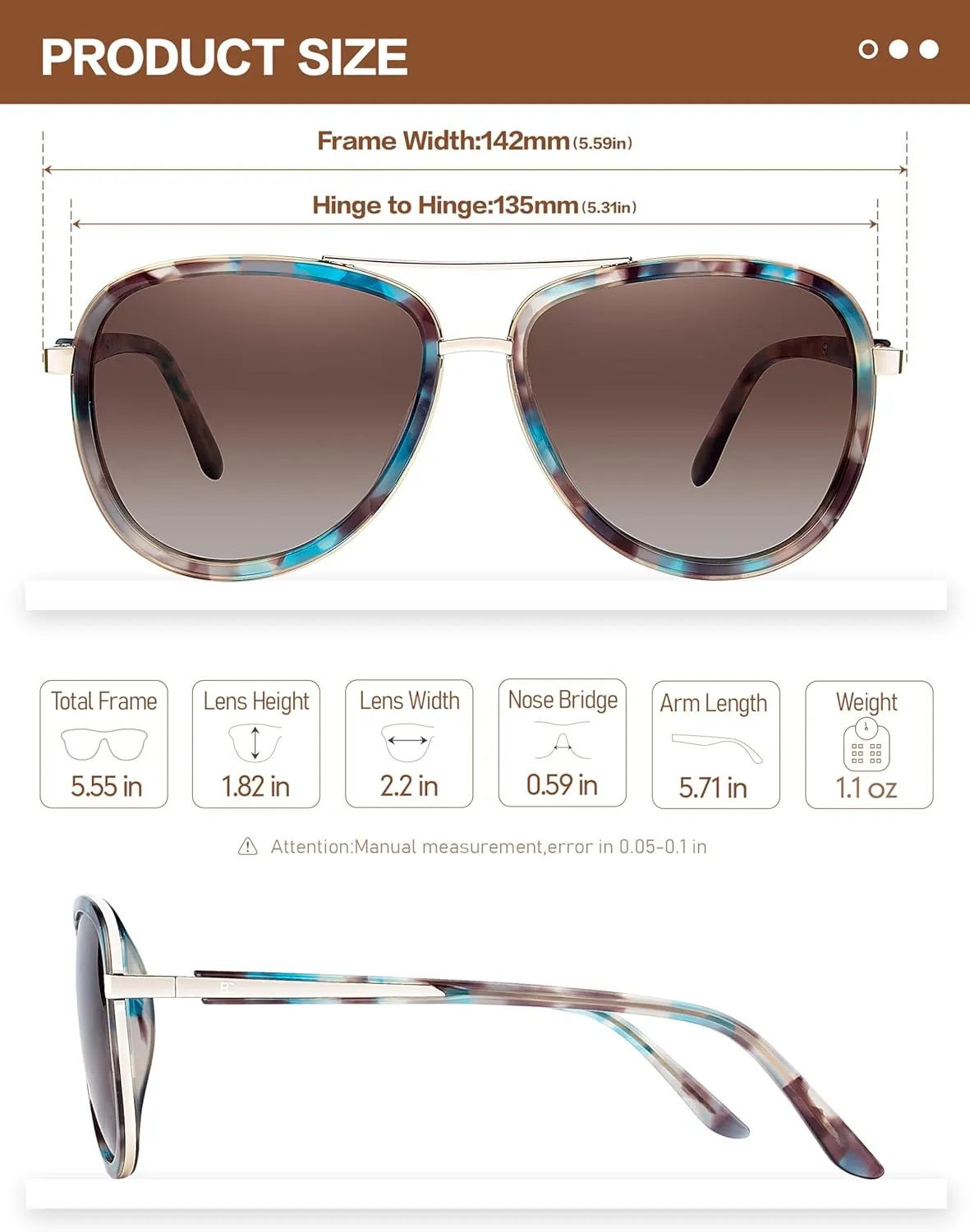 BIRCEN Polarized Sunglasses for Women UV - Protection Womens Retro Mirrored Shades with Acetate Frame BC2001
