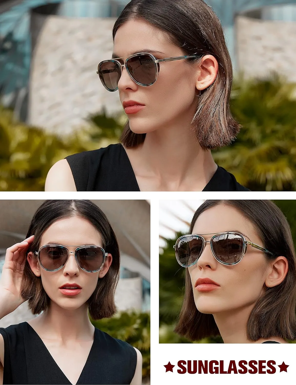 BIRCEN Polarized Sunglasses for Women UV - Protection Womens Retro Mirrored Shades with Acetate Frame BC2001