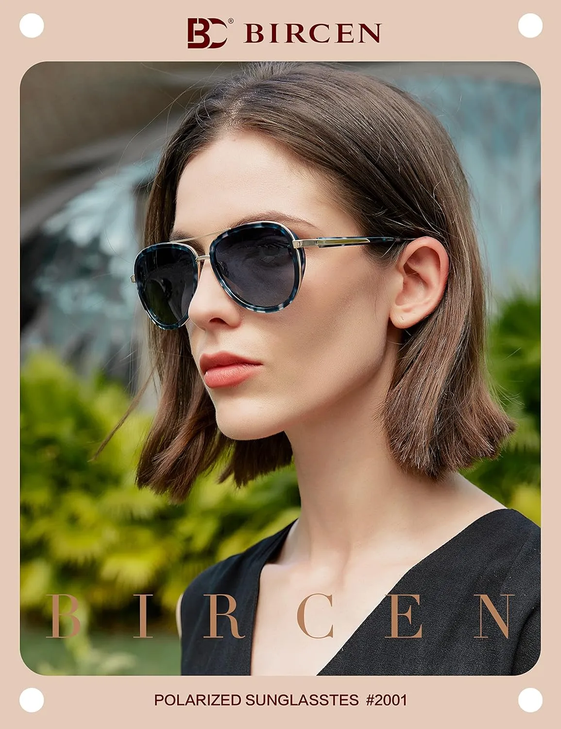 BIRCEN Polarized Sunglasses for Women UV - Protection Womens Retro Mirrored Shades with Acetate Frame BC2001