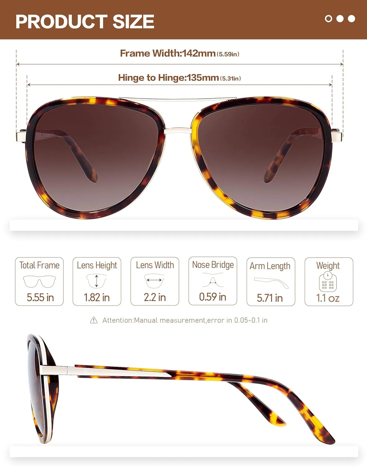 BIRCEN Polarized Sunglasses for Women UV - Protection Womens Retro Mirrored Shades with Acetate Frame BC2001