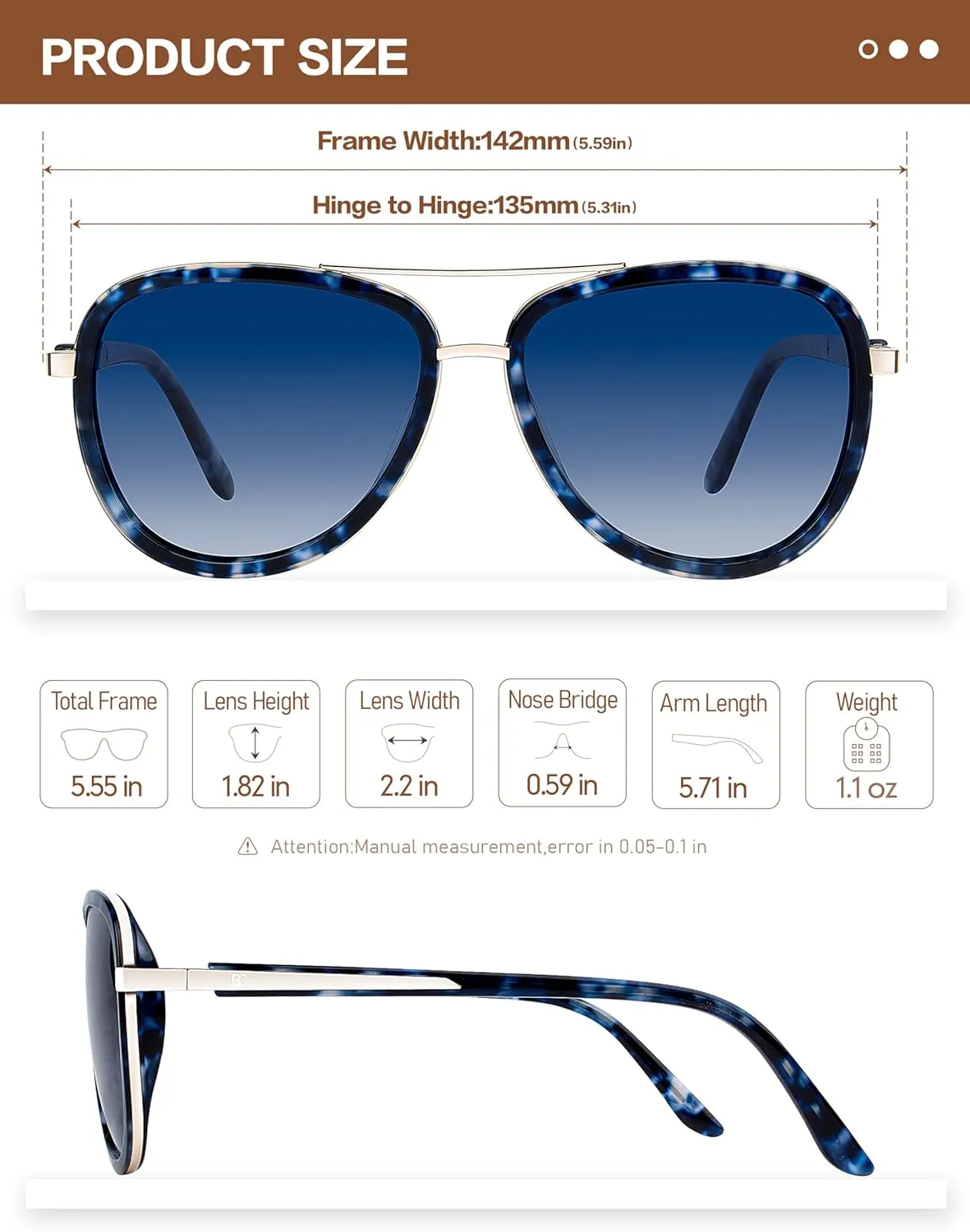 BIRCEN Polarized Sunglasses for Women UV - Protection Womens Retro Mirrored Shades with Acetate Frame BC2001