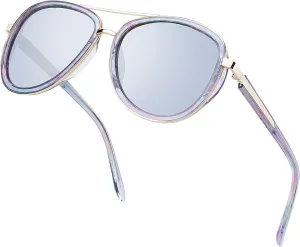 BIRCEN Polarized Sunglasses for Women UV - Protection Womens Retro Mirrored Shades with Acetate Frame BC2001