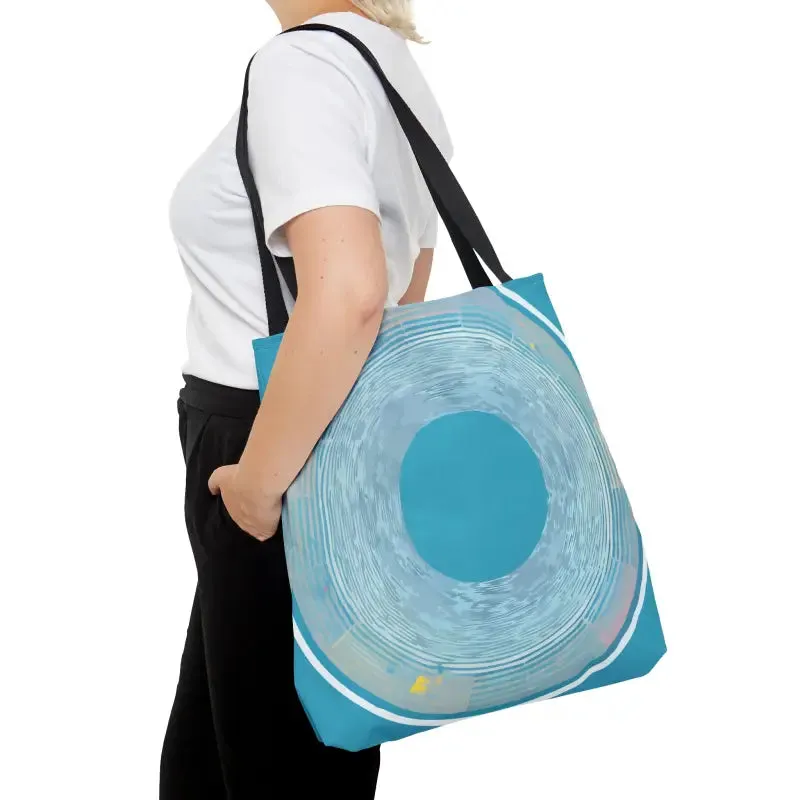 Blue Circular Pattern Tote Bag for Funky Style