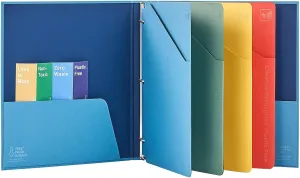 Blue Lake ECOLIFE 3 Ring Binder 1 Inch with Dividers and Pockets, Plastic-Free Binder Organizer Students School Office Supplies (Blue)