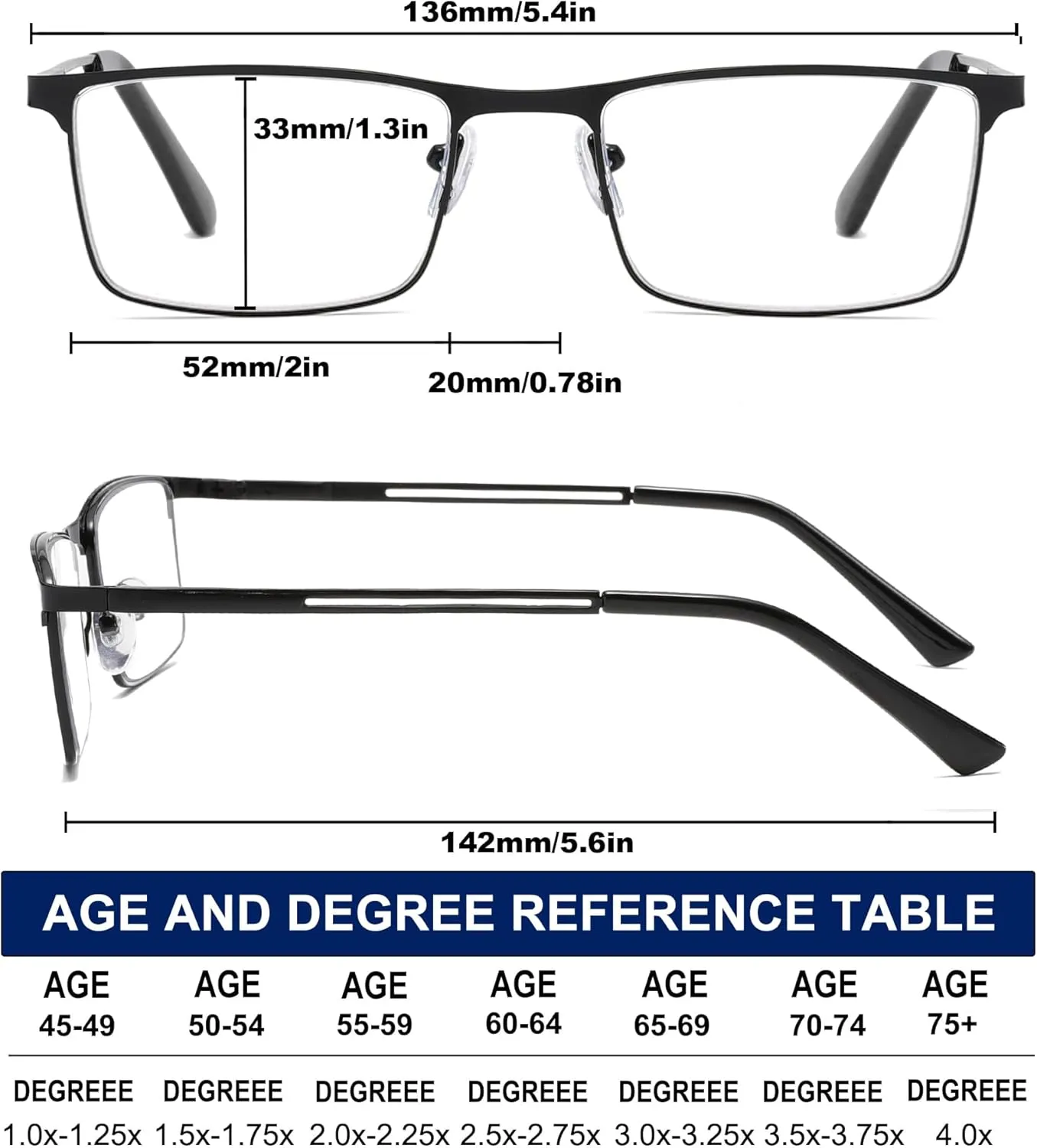 Blue Light Blocking Reading Glasses for Men With Spring Hinge Metal Full Frame Lightweight Readers Classic Trend