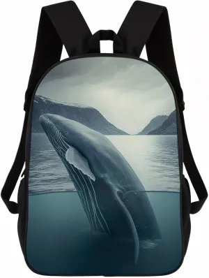 Blue Whale Backpack Casual Daypack Wild Animal Print Laptop Bag Bookbag for Work Travel Hiking 17 Inch Style 2