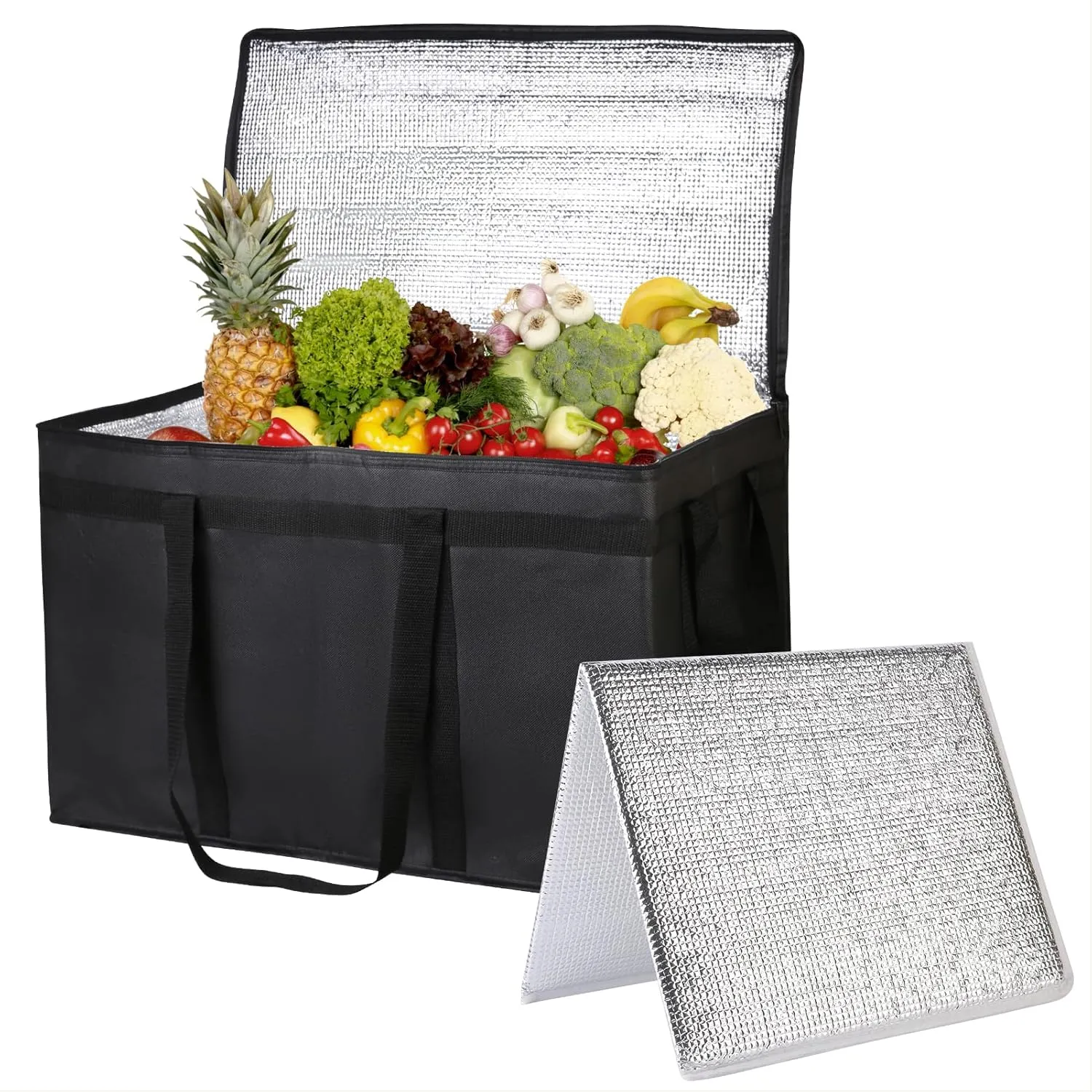 Bodaon 1-Pack Insulated Food Delivery Bag With Hard Bottom, XXXL Pizze Cooler Bags, Thermal Cold/Hot Styrofoam Carrier for Doordash/Travel/Shopping/Catering/Car, Dashers Door Dash Accessories