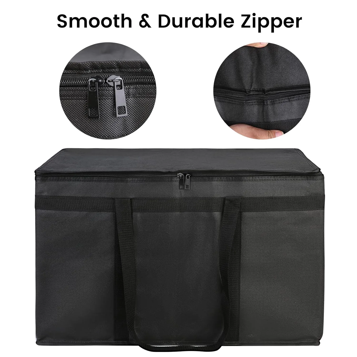 Bodaon 1-Pack Insulated Food Delivery Bag With Hard Bottom, XXXL Pizze Cooler Bags, Thermal Cold/Hot Styrofoam Carrier for Doordash/Travel/Shopping/Catering/Car, Dashers Door Dash Accessories