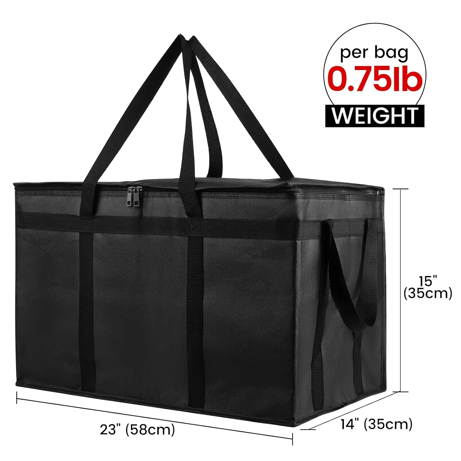 Bodaon 1-Pack Insulated Food Delivery Bag With Hard Bottom, XXXL Pizze Cooler Bags, Thermal Cold/Hot Styrofoam Carrier for Doordash/Travel/Shopping/Catering/Car, Dashers Door Dash Accessories