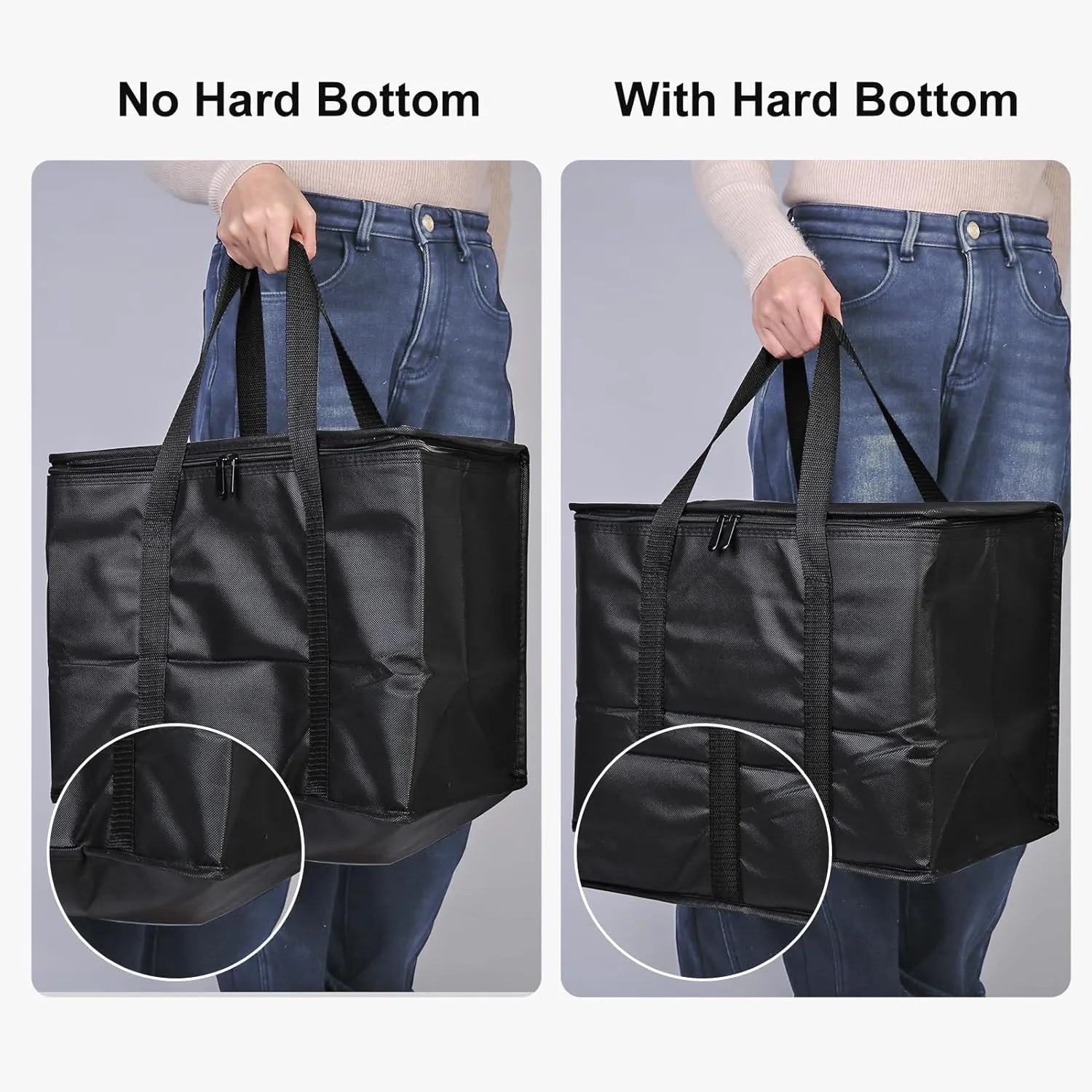 Bodaon 2PK Removable Hard Bottom for 16" W x 9" D Bag, X-Large Insulated Plate for Reusable Grocery Shopping Bags, Sturdy Supporter for Food Delivery Tote Cooler Bag, Catering for Doordash/Uber Eats