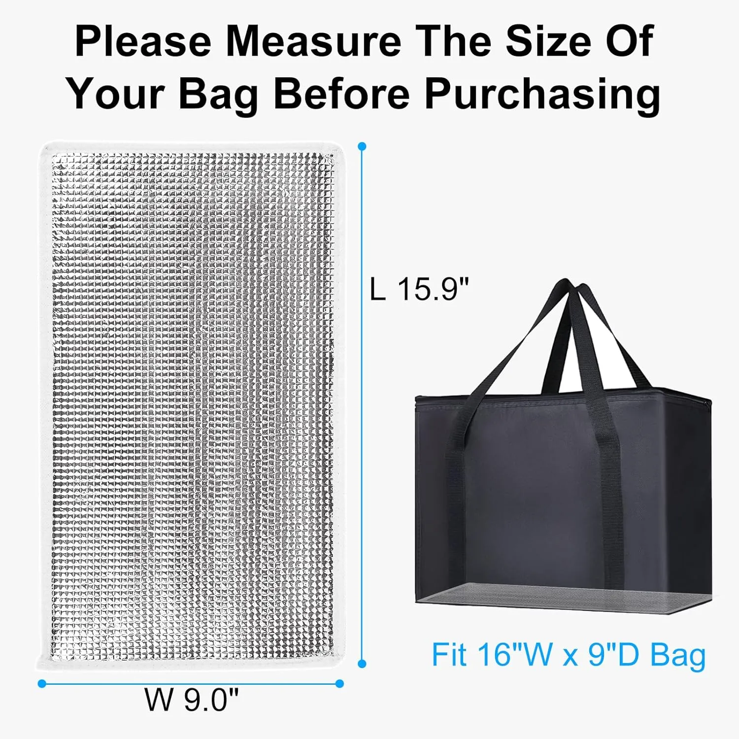 Bodaon 2PK Removable Hard Bottom for 16" W x 9" D Bag, X-Large Insulated Plate for Reusable Grocery Shopping Bags, Sturdy Supporter for Food Delivery Tote Cooler Bag, Catering for Doordash/Uber Eats
