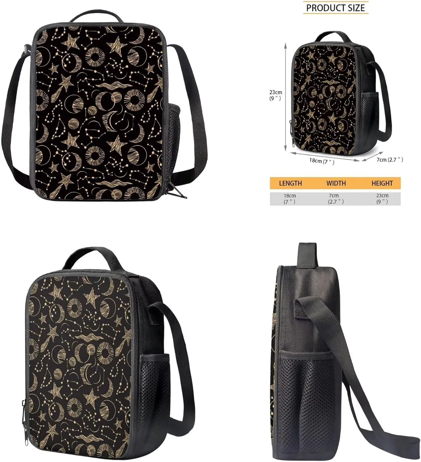 Boho Moon Star Backpack Set for Girls 6-8 Kindergarten Bookbag Set for School 3 in 1 Lightweight School Bag and Lunch Bag Set with Adjustable Shoulder Strap