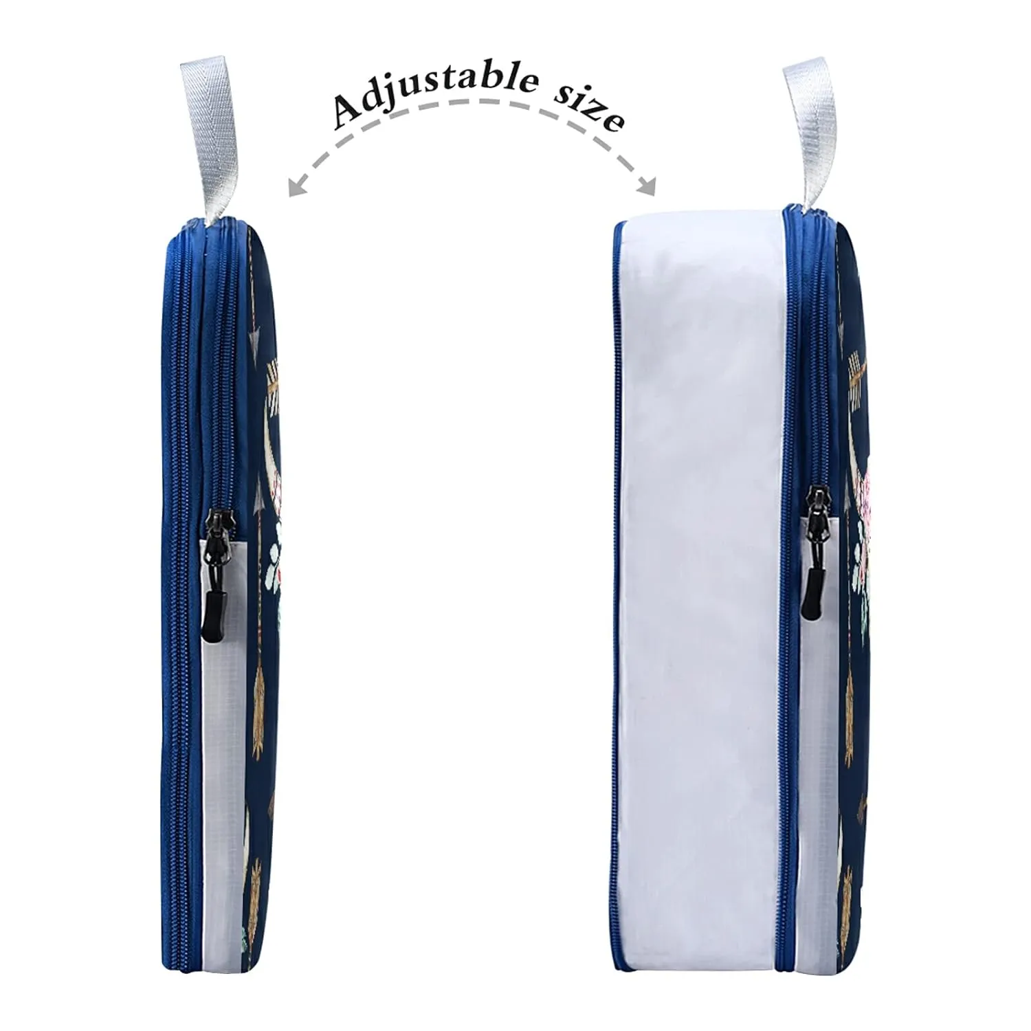Boho Tribal Ethnic Bohemian Western Flower Deer Antlers Arrows on Dark 3 Set Packing Cubes, Waterproof Check Oxford cloth Organizers, Travel Packing Toiletry Storage Bag