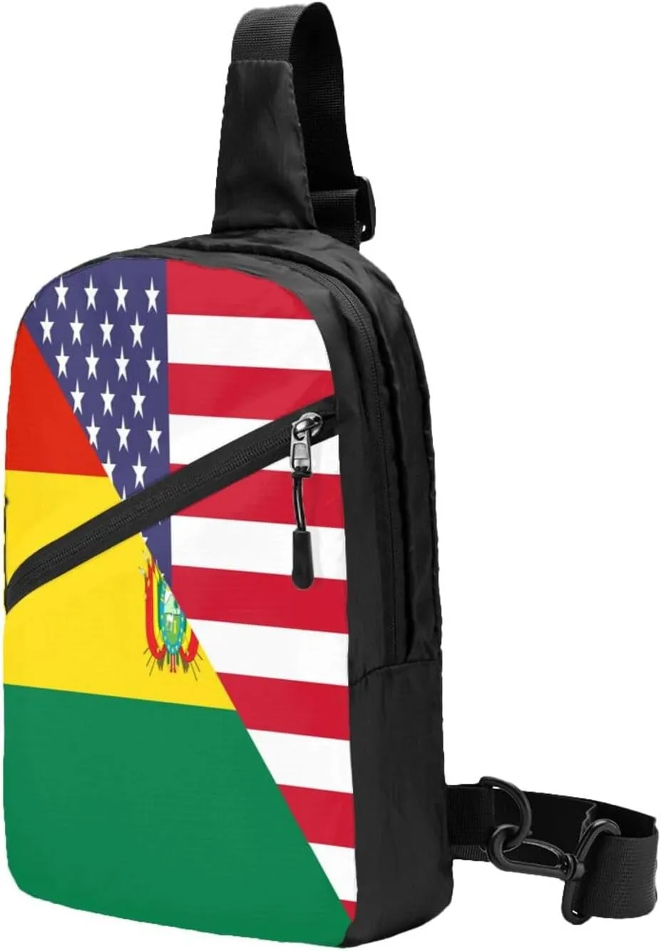 Bolivian American Flag Bolivia Half Packable Crossbody Bag Portable Sling Bags Foldable Travel Daypack Reusable Sports Shoulder Backpack Diagonally Chest Bag for Workout