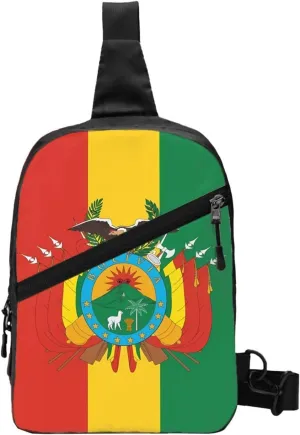 Bolivian Flag Packable Crossbody Bag Portable Sling Bags Foldable Travel Daypack Reusable Sports Shoulder Backpack Diagonally Chest Bag for Workout