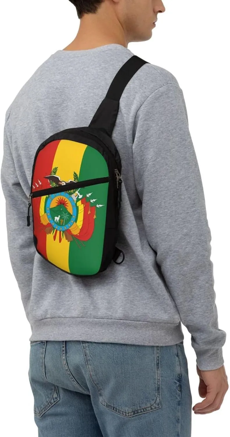 Bolivian Flag Packable Crossbody Bag Portable Sling Bags Foldable Travel Daypack Reusable Sports Shoulder Backpack Diagonally Chest Bag for Workout