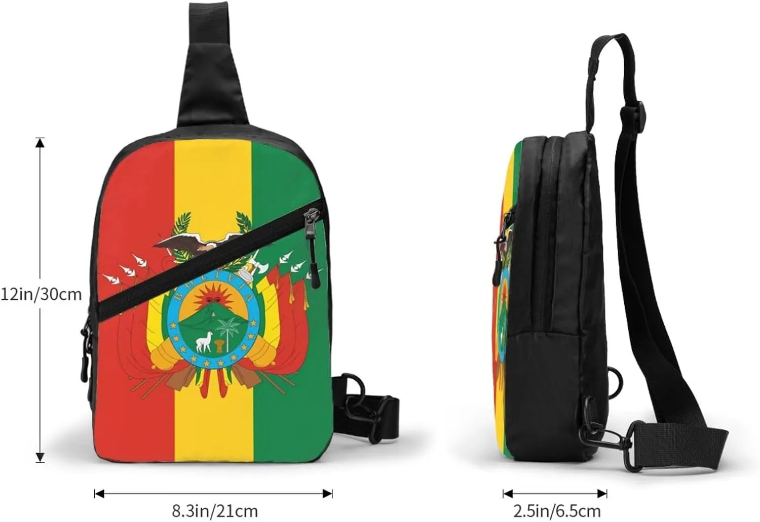 Bolivian Flag Packable Crossbody Bag Portable Sling Bags Foldable Travel Daypack Reusable Sports Shoulder Backpack Diagonally Chest Bag for Workout