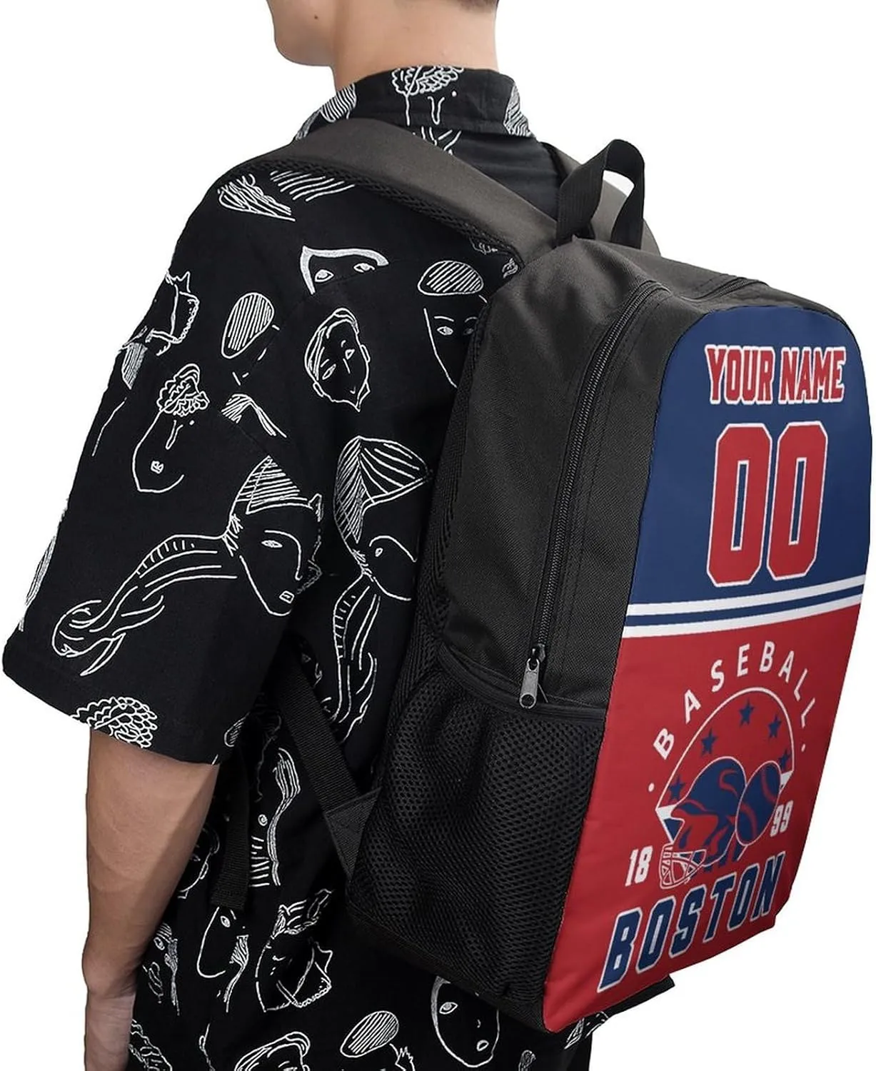 Boston Backpack Custom 17Inch Shoulder Bag Gift for Men Women Boy Girl Personalized Name Number Laptop Travel Bag