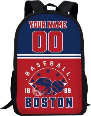 Boston Backpack Custom 17Inch Shoulder Bag Gift for Men Women Boy Girl Personalized Name Number Laptop Travel Bag