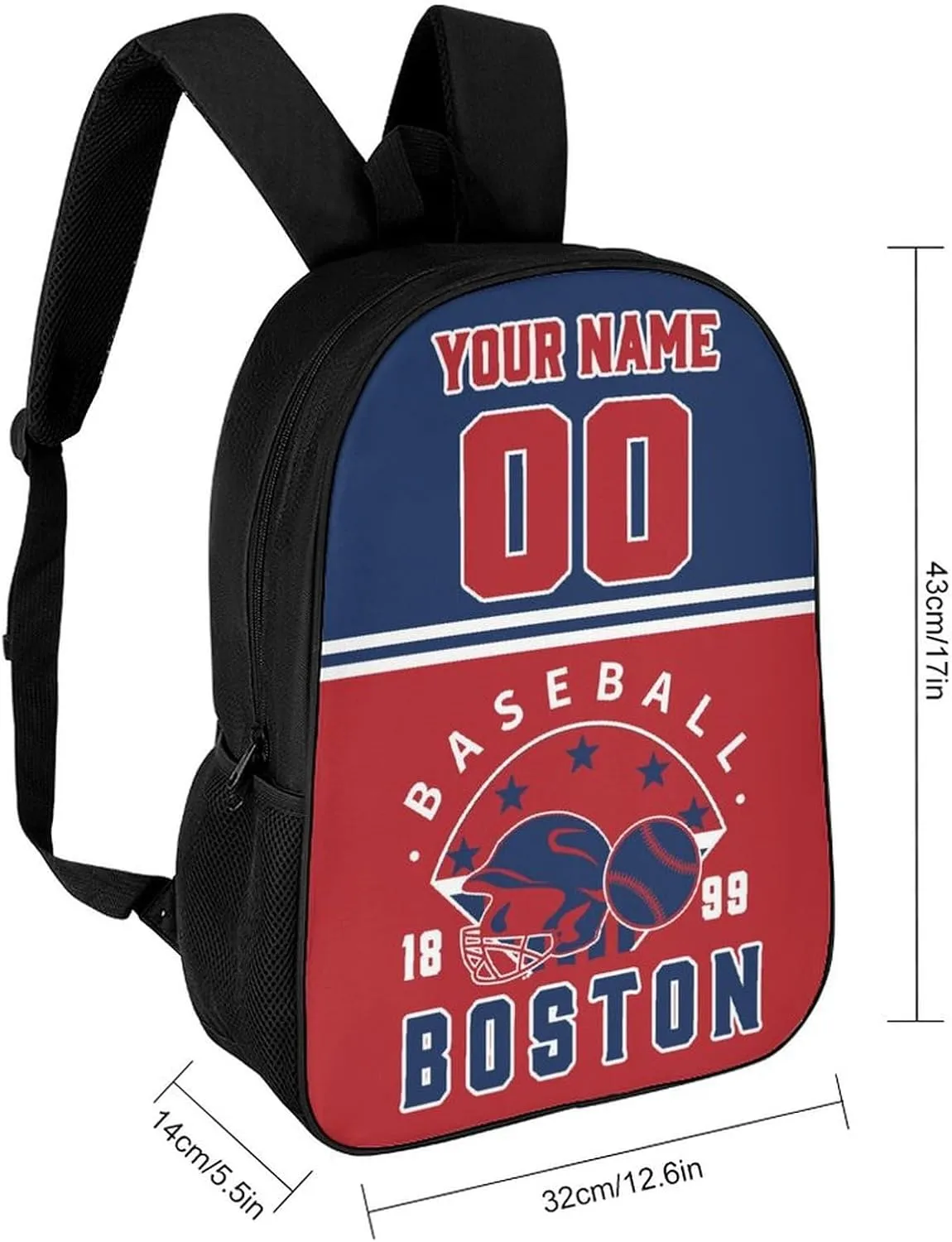 Boston Backpack Custom 17Inch Shoulder Bag Gift for Men Women Boy Girl Personalized Name Number Laptop Travel Bag
