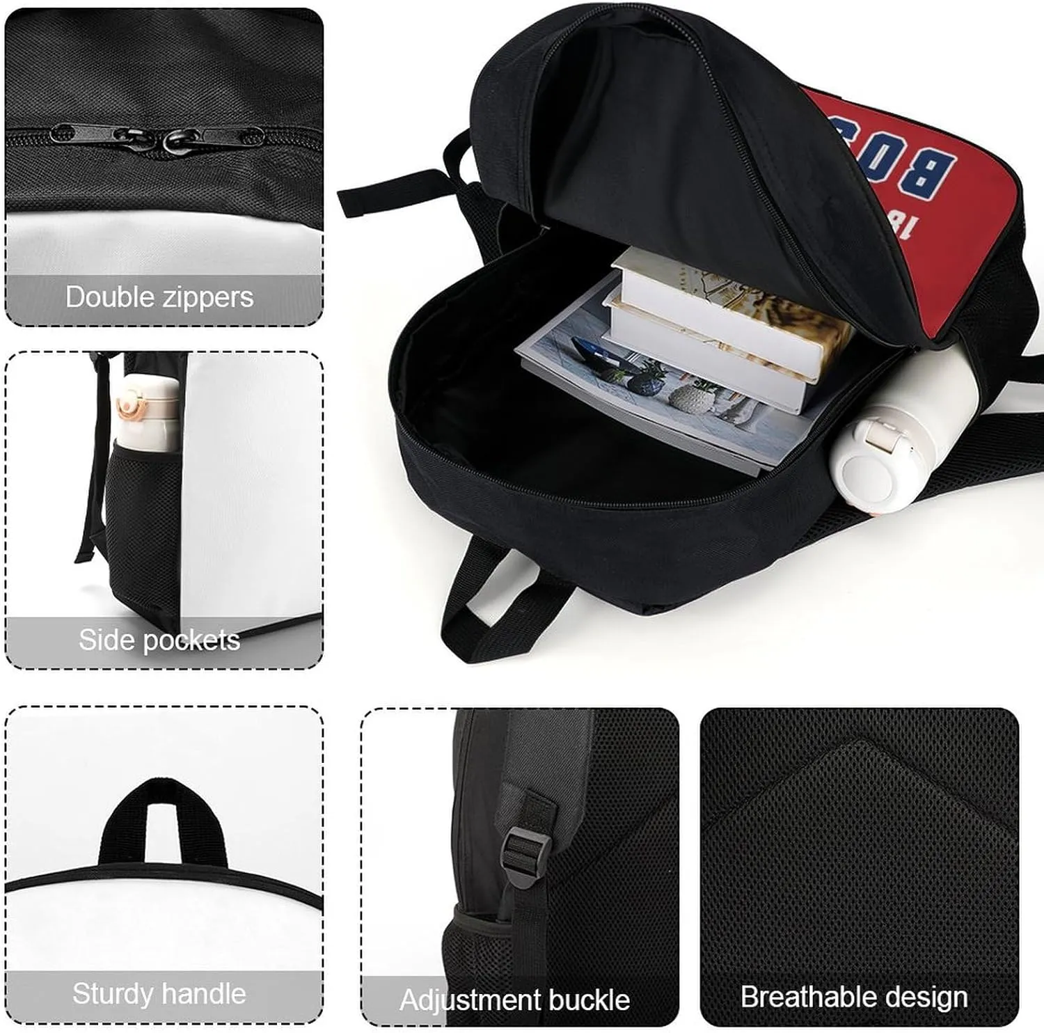 Boston Backpack Custom 17Inch Shoulder Bag Gift for Men Women Boy Girl Personalized Name Number Laptop Travel Bag