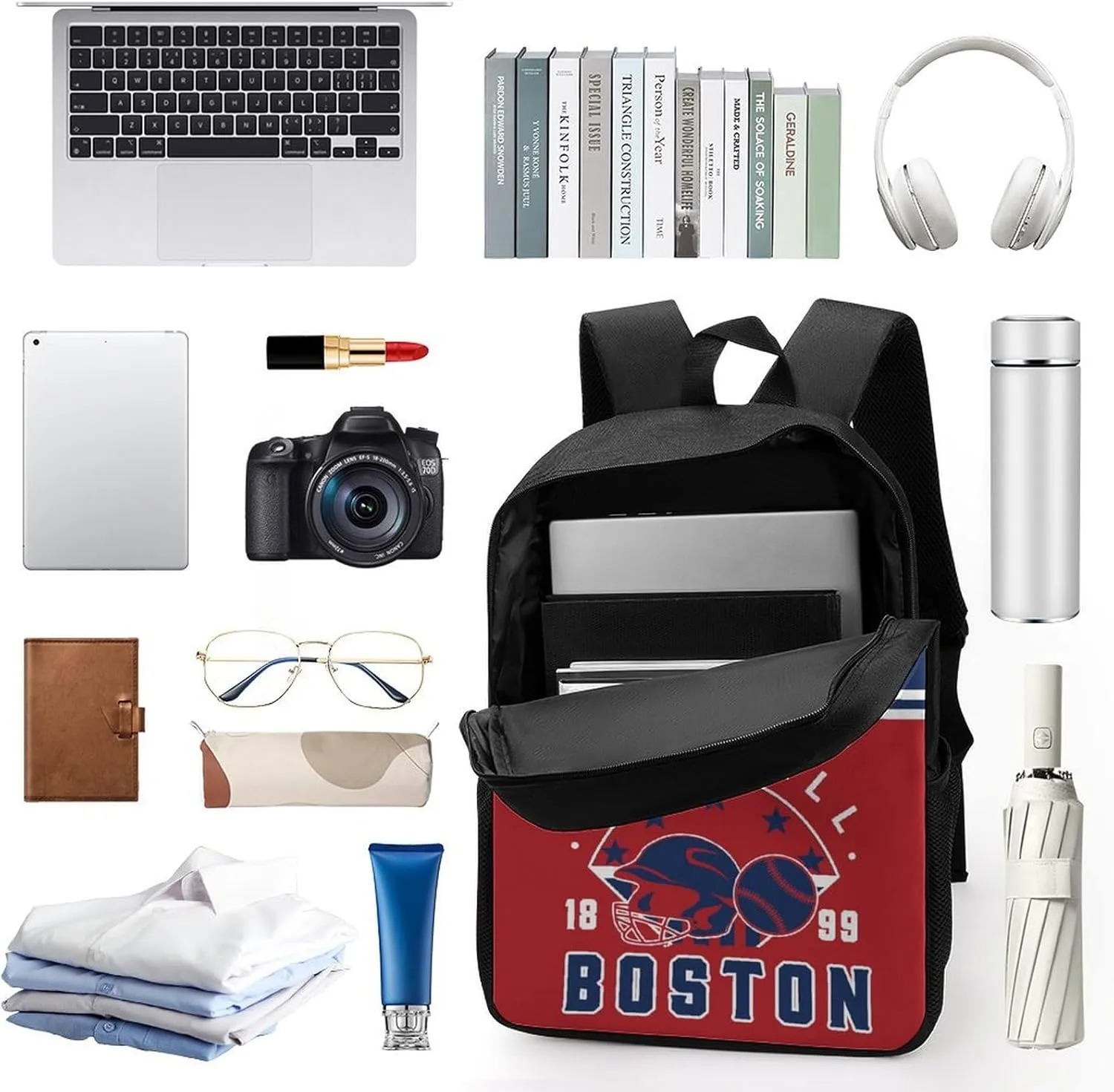 Boston Backpack Custom 17Inch Shoulder Bag Gift for Men Women Boy Girl Personalized Name Number Laptop Travel Bag