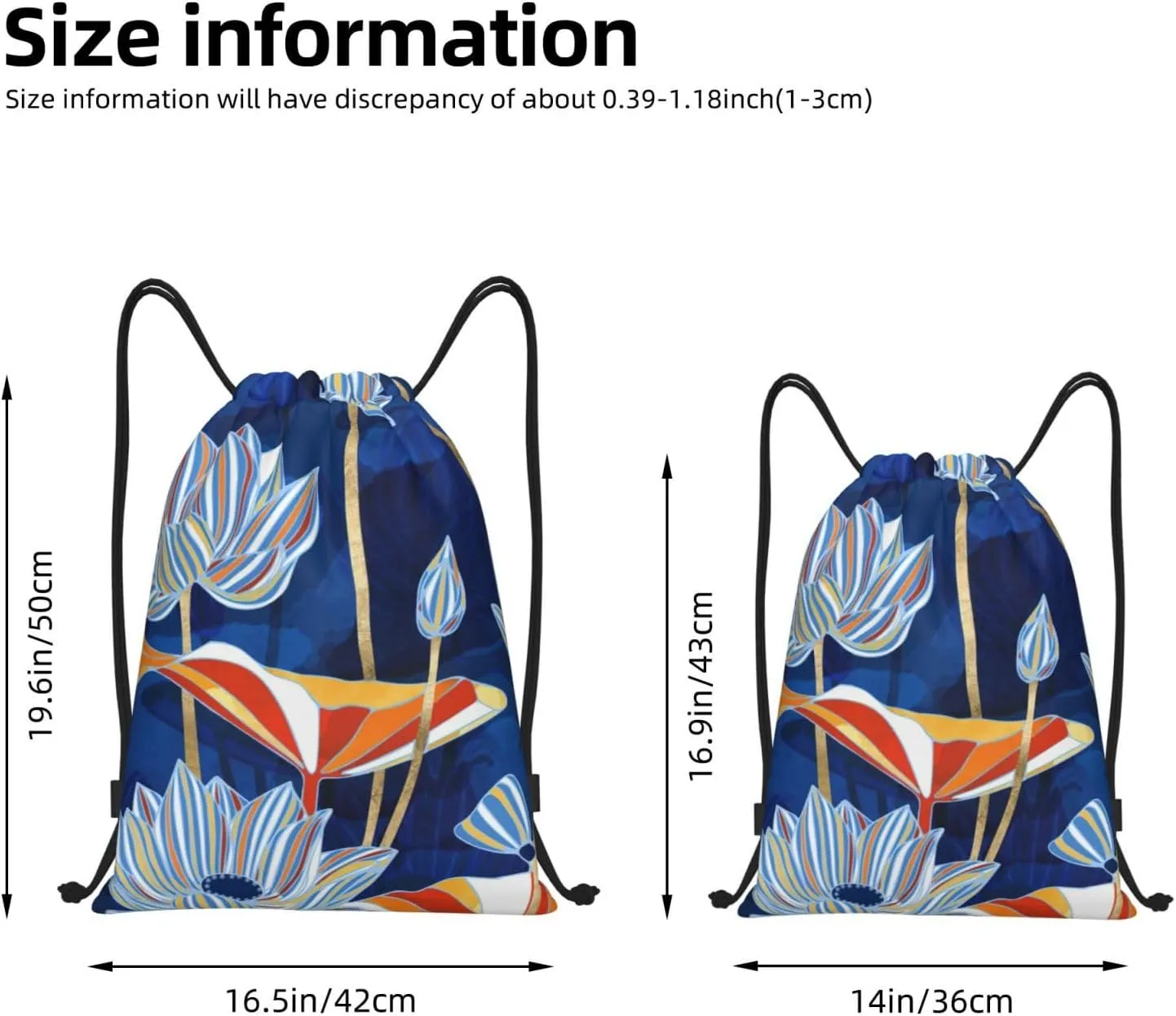 Botanical Floral Print Drawstring Gym Backpack Bag, Fitness Travel Beach Sport Storage For Men Women