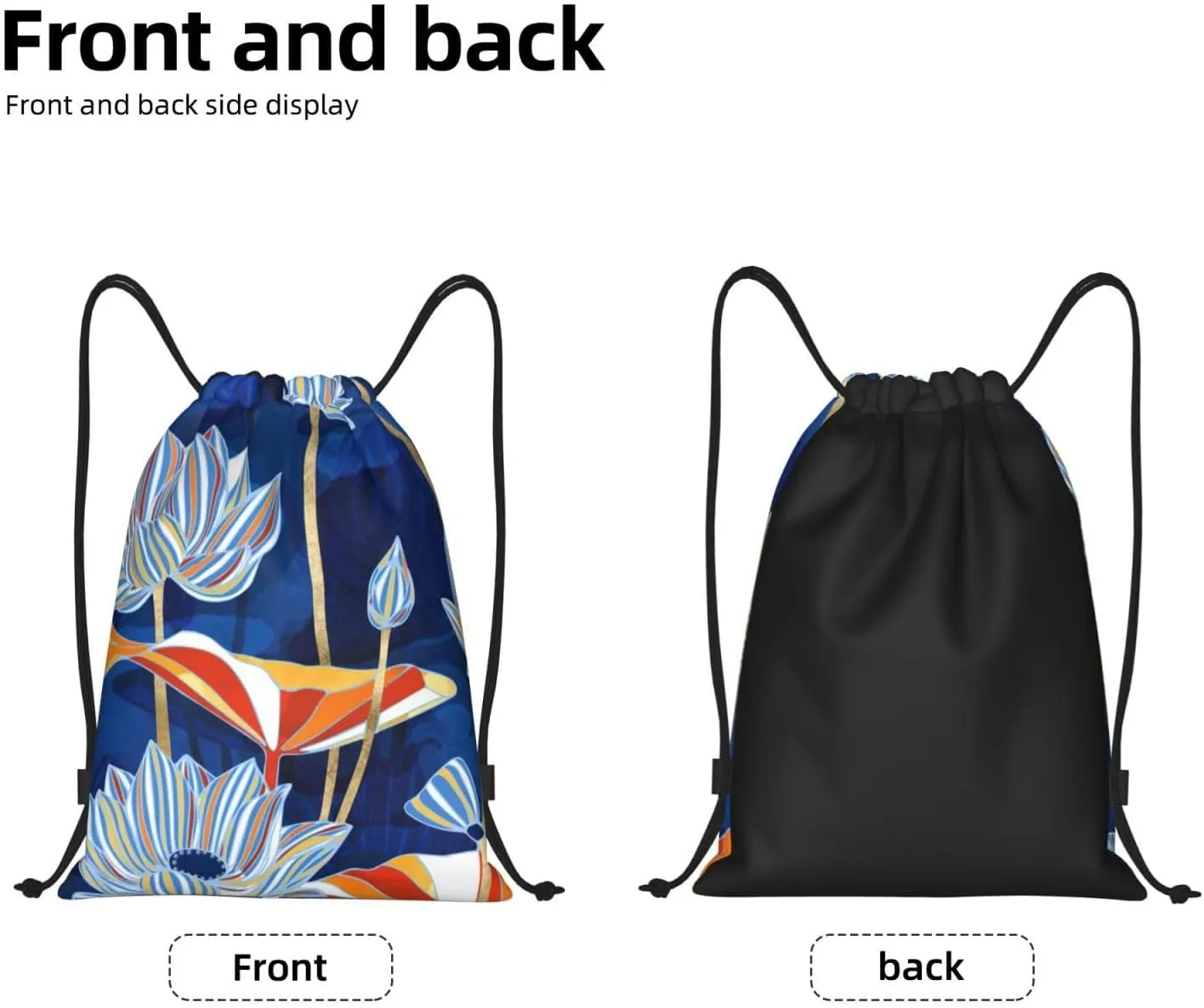 Botanical Floral Print Drawstring Gym Backpack Bag, Fitness Travel Beach Sport Storage For Men Women