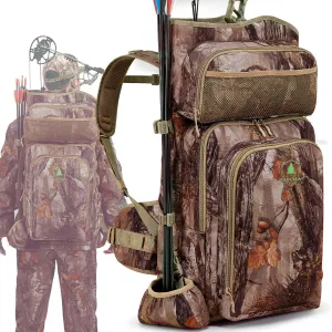 Bow Hunting Backpack for Men, Saddle Camo backpack with Bow Holder, Compound Bow Hunting Bag for Deer and Elk Hunting