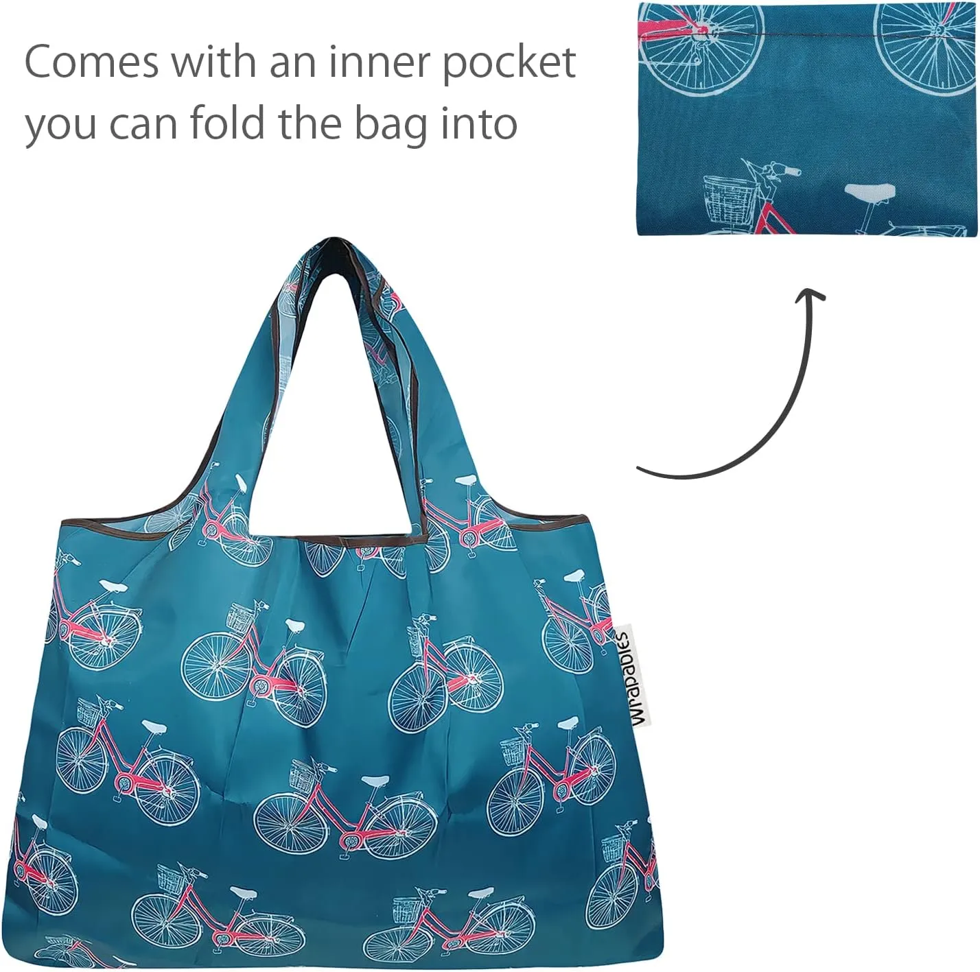 Bowbear Foldable Nylon Reusable Shopping Grocery Bag (Set of 2), Bicycle