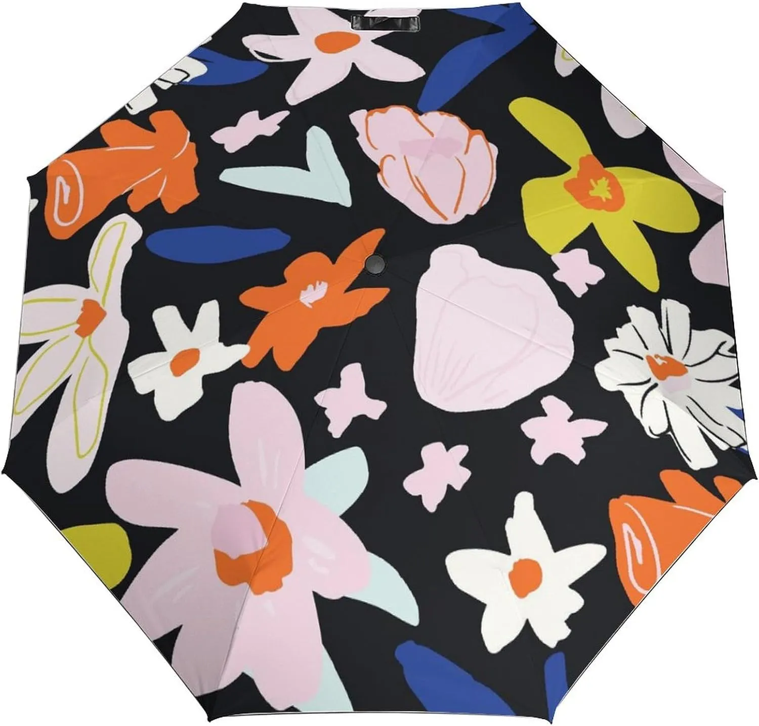 Bright Flowers Compact Travel Umbrella, Windproof Waterproof Stick Umbrella Protection Umbrellas for Backpack, Purse, Portable,