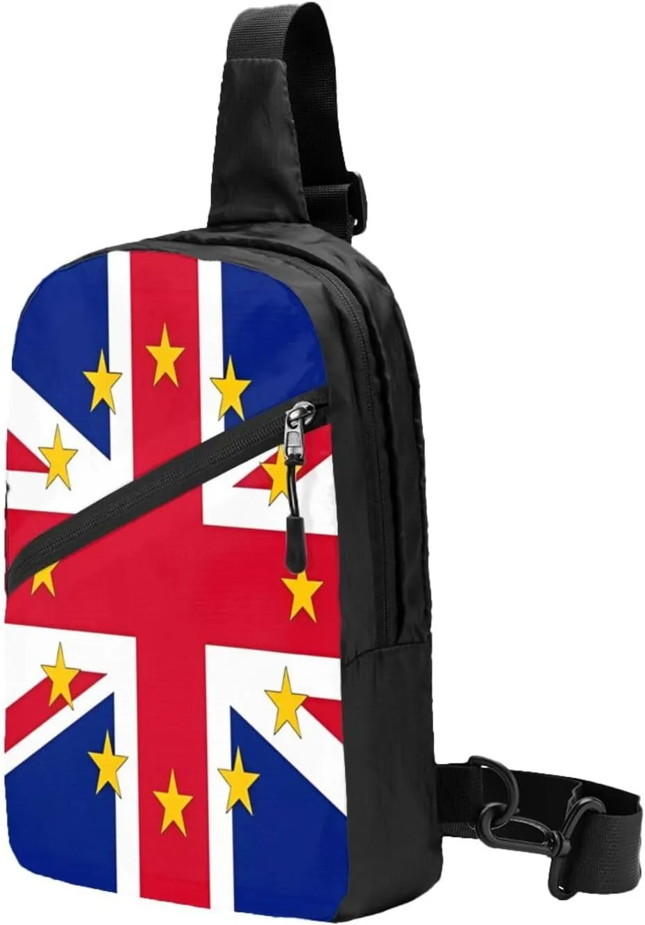 British England UK European Union Jack Flag Crossbody Bag Portable Sling Bags Foldable Chest Daypack Reusable Sports Shoulder Backpack Diagonally Casual Rucksack Travel Bag