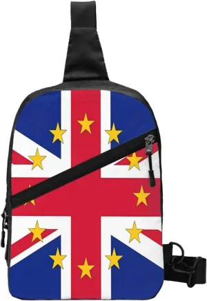 British England UK European Union Jack Flag Crossbody Bag Portable Sling Bags Foldable Chest Daypack Reusable Sports Shoulder Backpack Diagonally Casual Rucksack Travel Bag