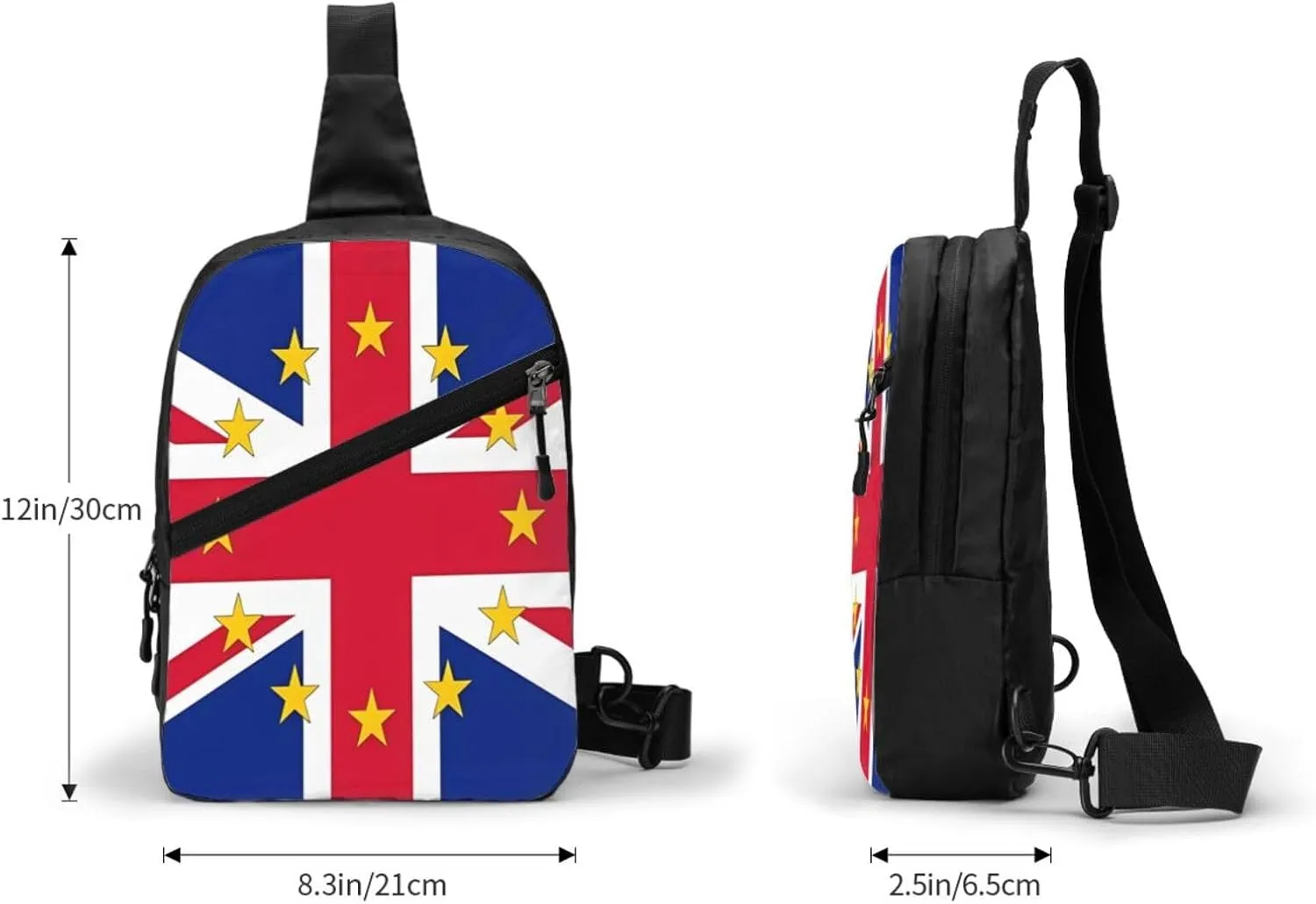 British England UK European Union Jack Flag Crossbody Bag Portable Sling Bags Foldable Chest Daypack Reusable Sports Shoulder Backpack Diagonally Casual Rucksack Travel Bag