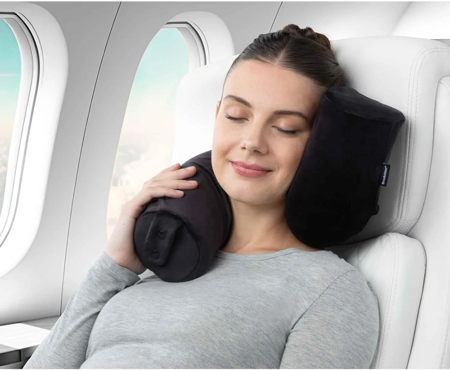 Brookstone Free Form Travel Pillow - Lightweight Flexible Memory Foam Travel Neck Pillow for Sleeping, Car, Airplane & Travel Support, Size: One Size, Black